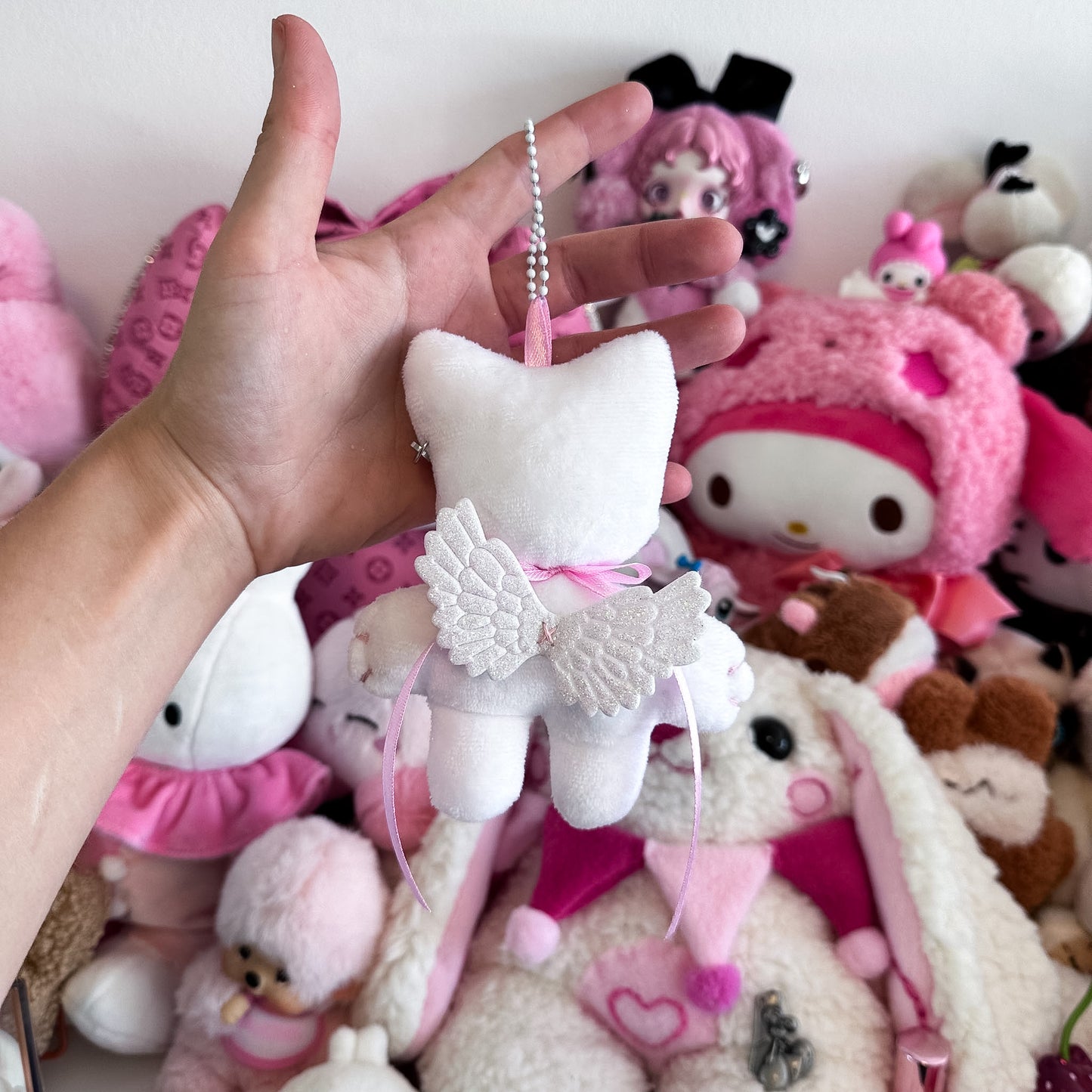 Pink Angel Cat Plush Charm