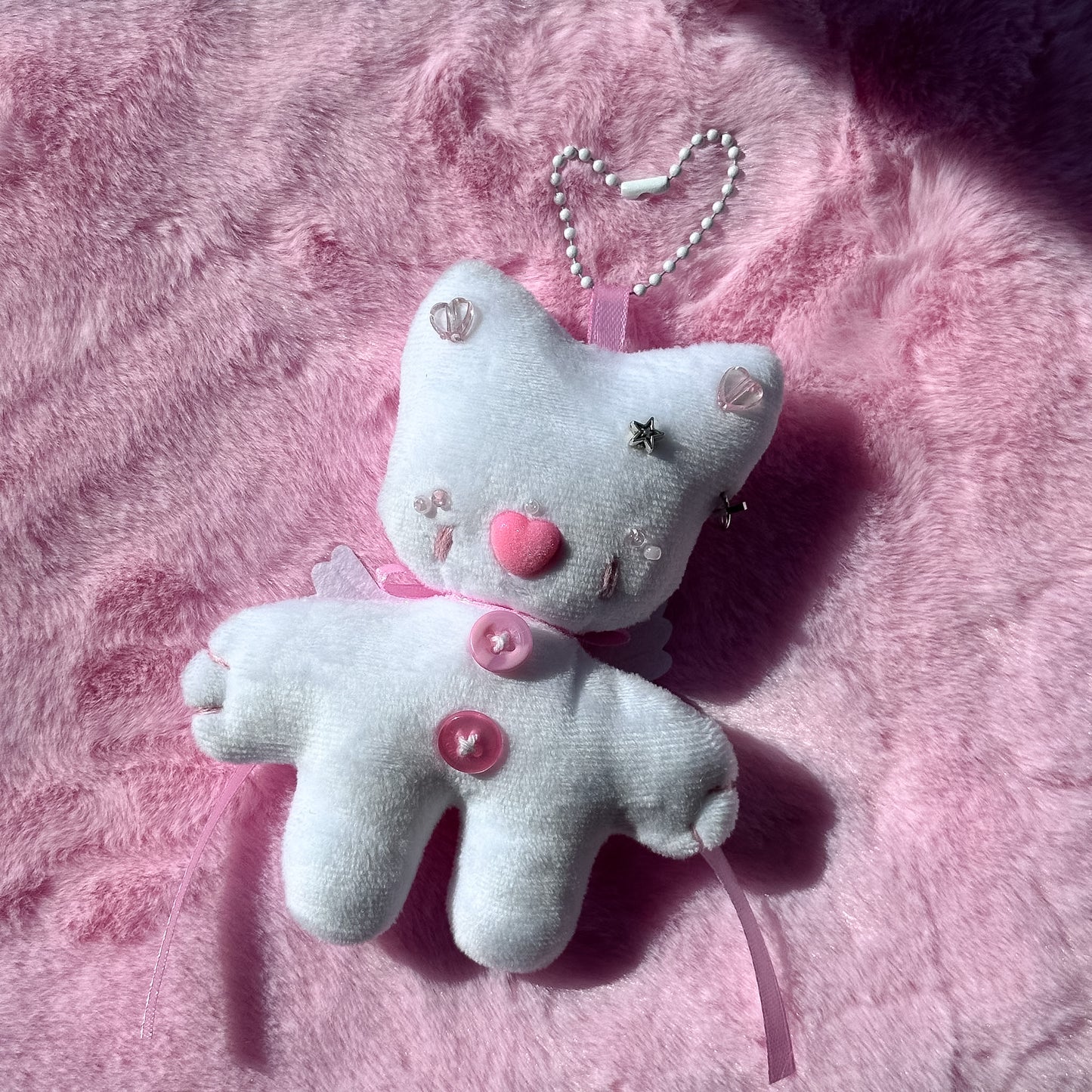 Pink Angel Cat Plush Charm