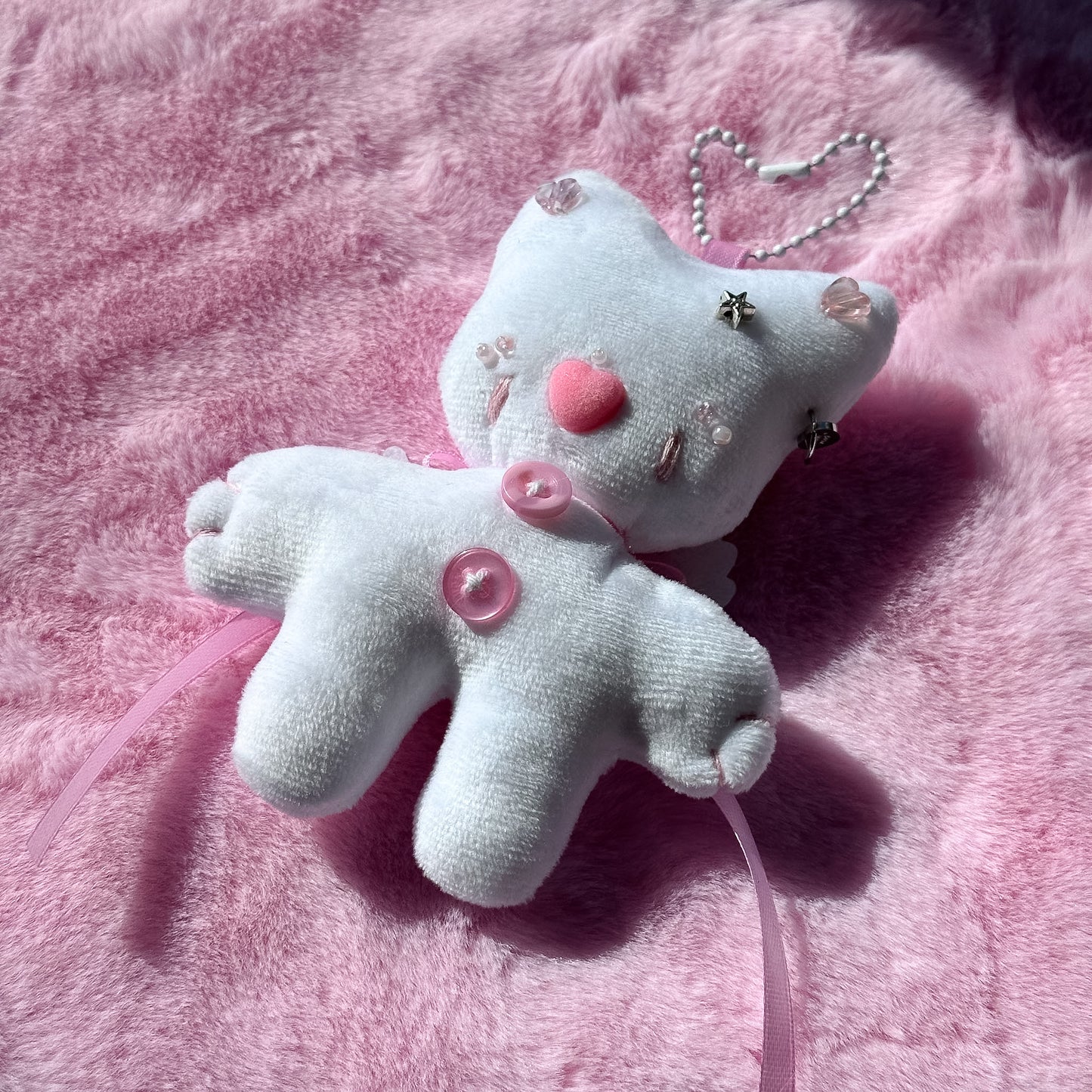 Pink Angel Cat Plush Charm