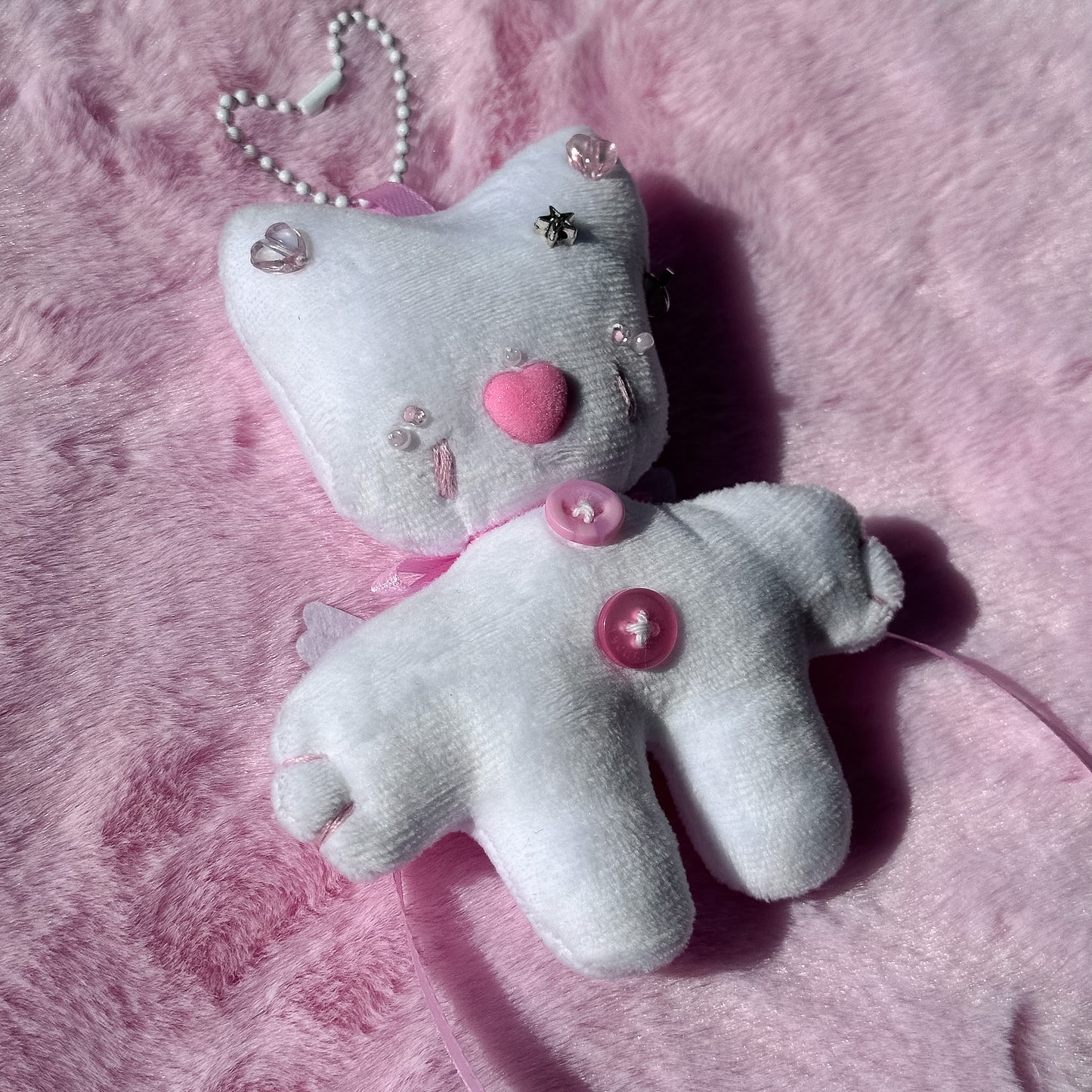 Pink Angel Cat Plush Charm