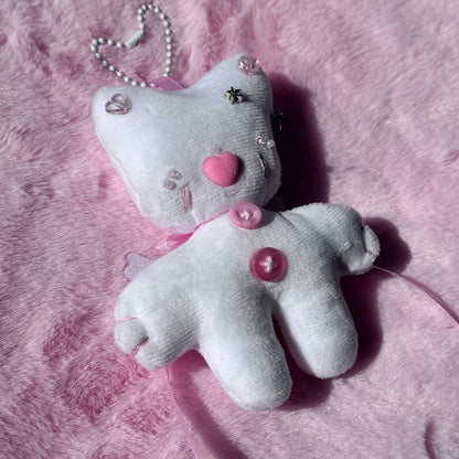 Pink Angel Cat Plush Charm