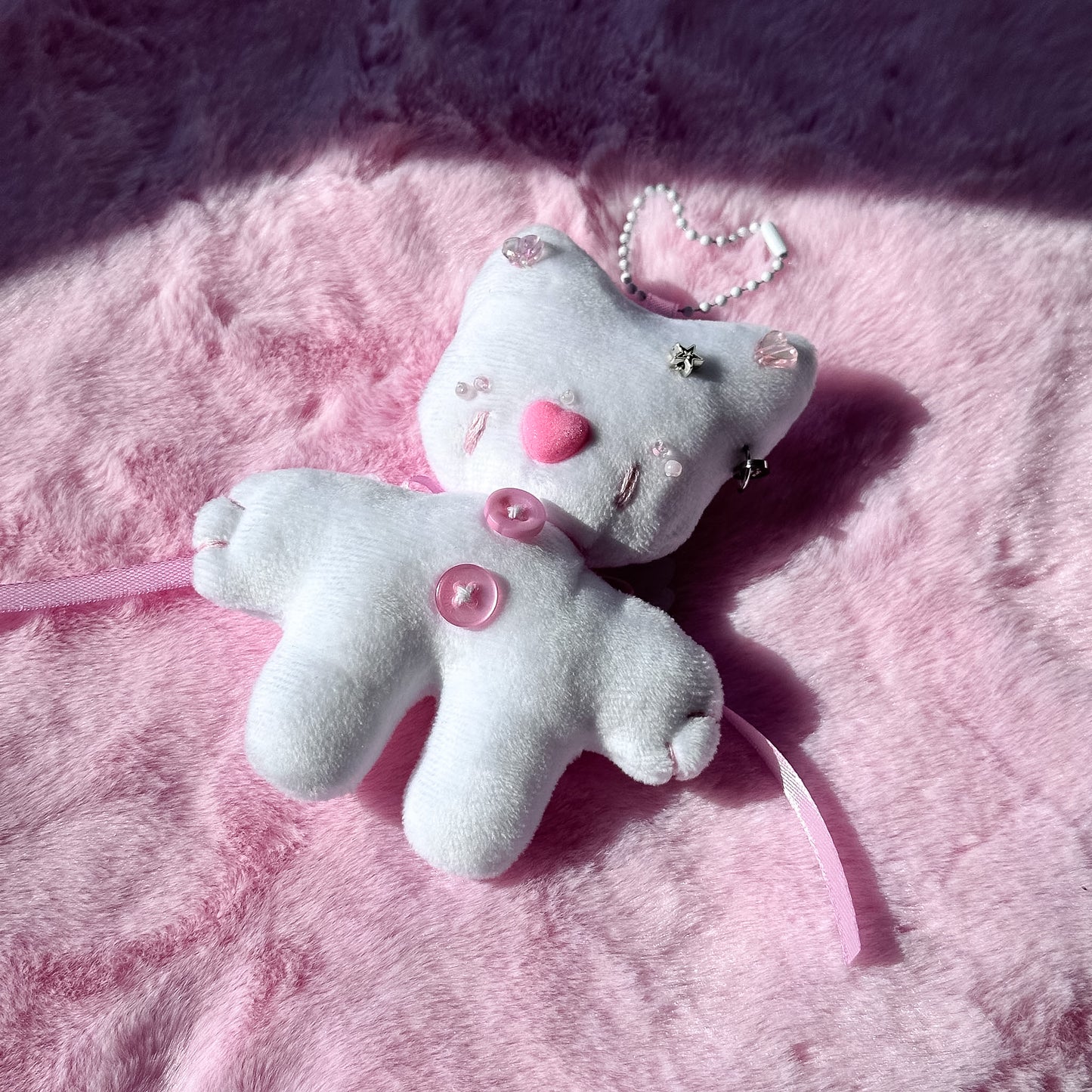 Pink Angel Cat Plush Charm