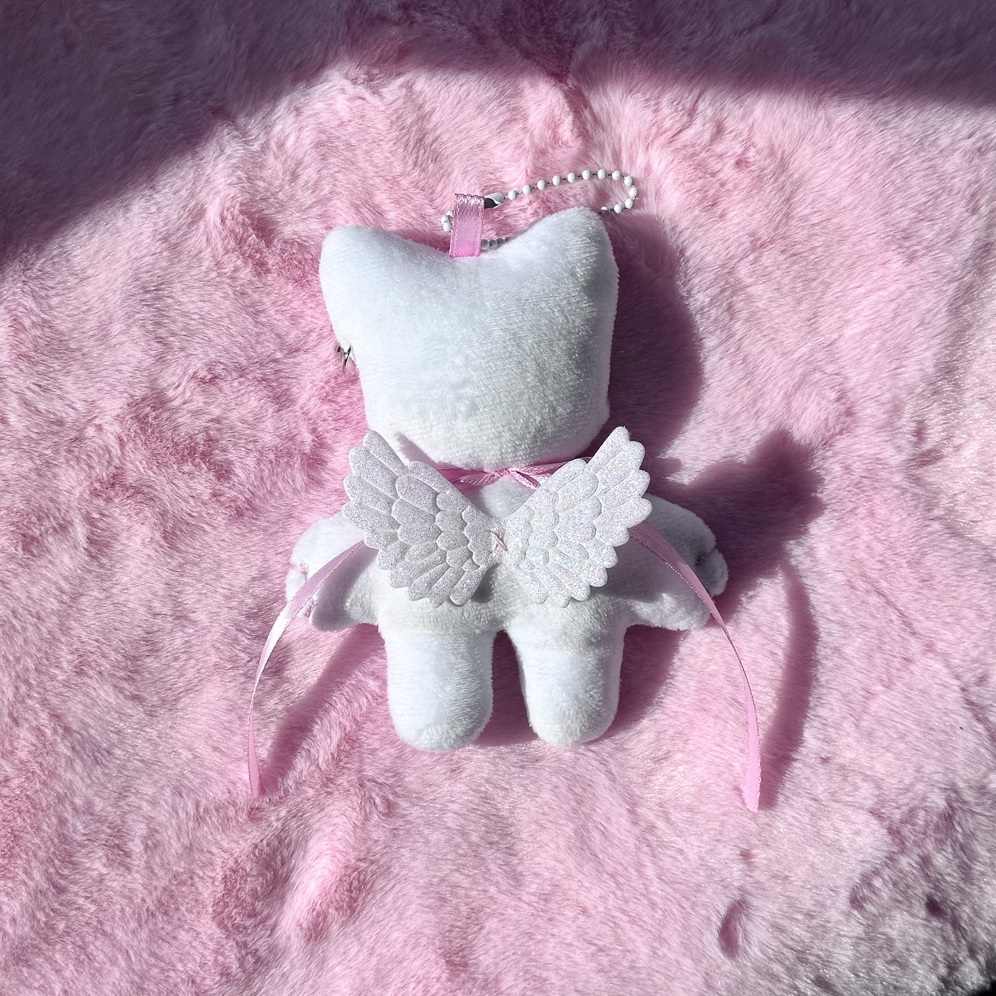 Pink Angel Cat Plush Charm