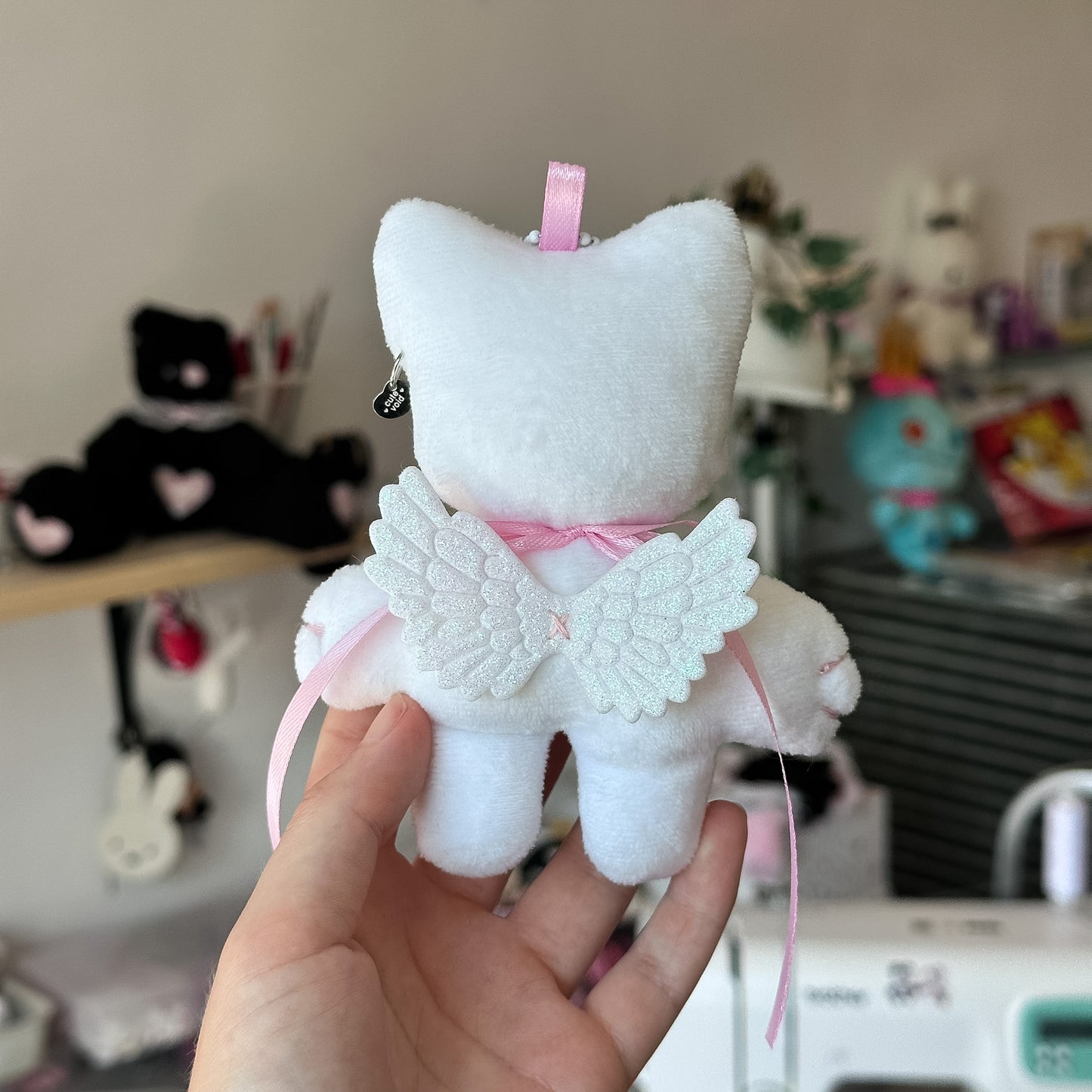 Pink Angel Cat Plush Charm