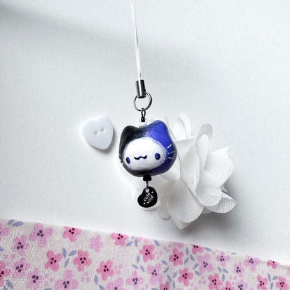 Black Purple Chonky Cat Clay Charm