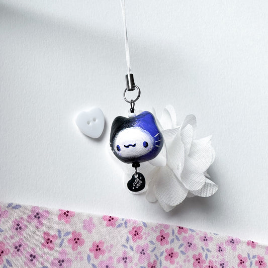 Black Purple Chonky Cat Clay Charm