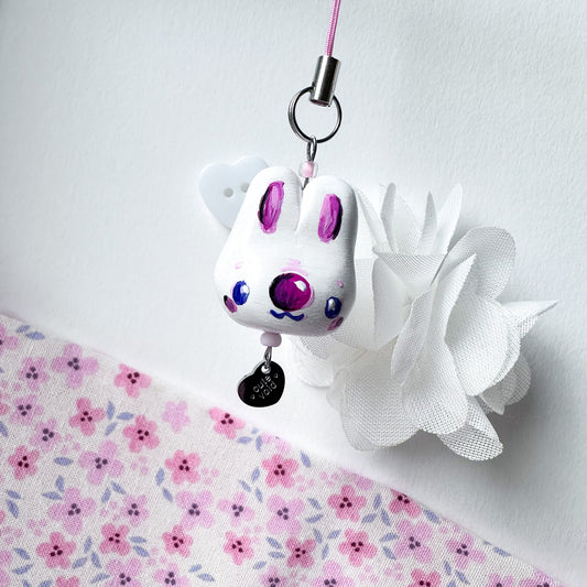 White Chonky Bunny Clay Charm