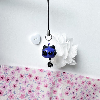Purple Chonky Cat Clay Charm