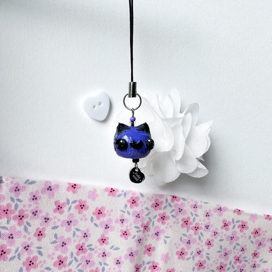 Purple Chonky Cat Clay Charm