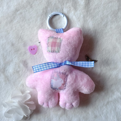 Pink Patchwork Cat Plush Charm