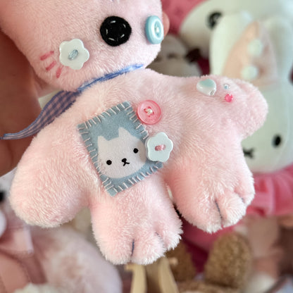 Pink Patchwork Cat Plush Charm