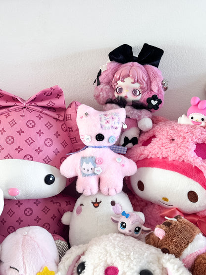 Pink Patchwork Cat Plush Charm