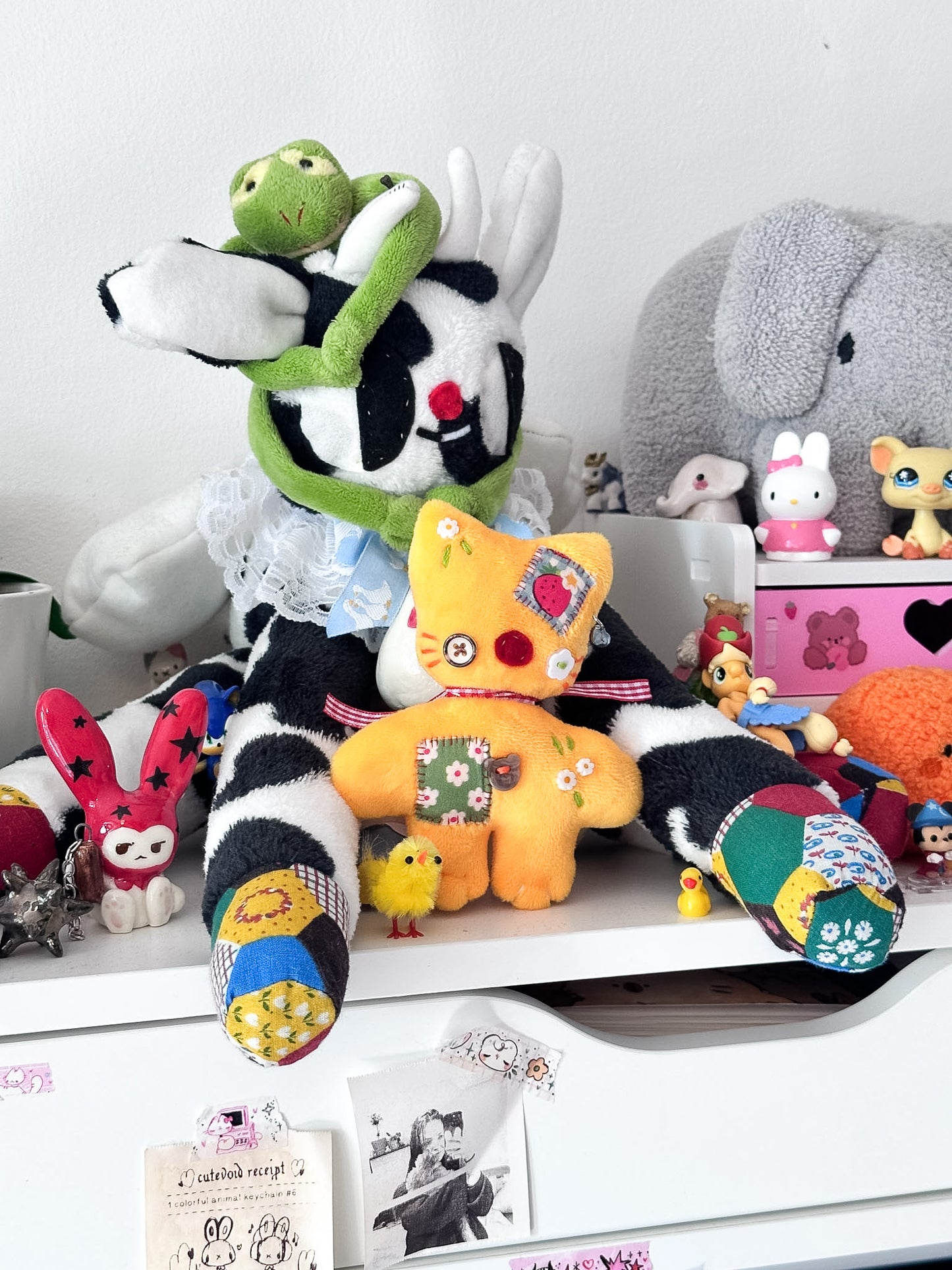 Yellow Patchwork Cat Plush Charm