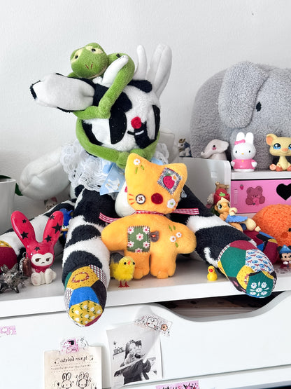 Yellow Patchwork Cat Plush Charm