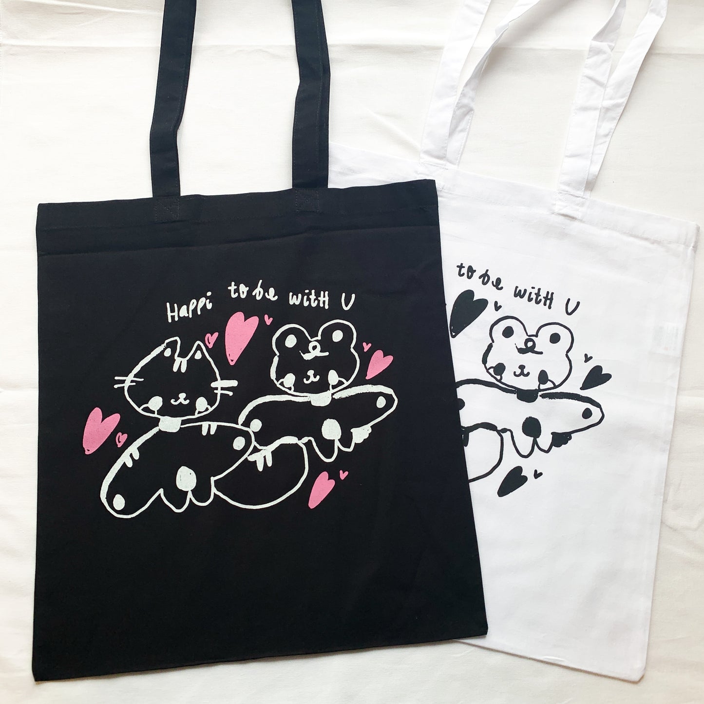 Happi To Be With U Tote Bags