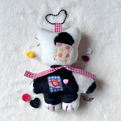 Cow Patchwork Cat Plush Charm
