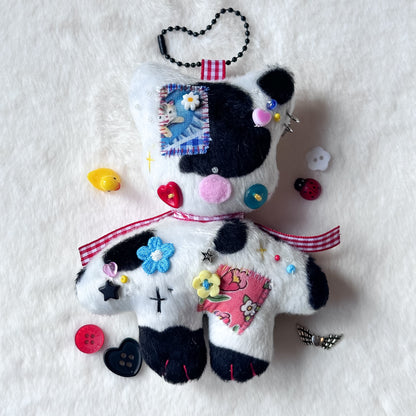 Cow Patchwork Cat Plush Charm