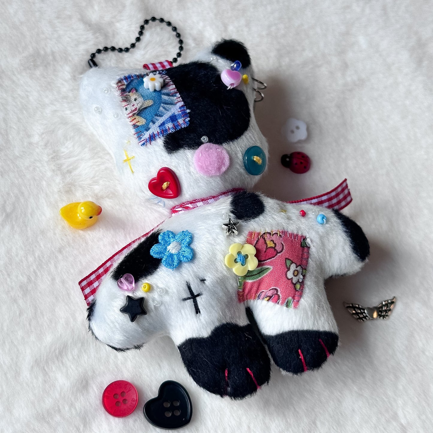 Cow Patchwork Cat Plush Charm