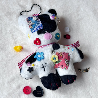 Cow Patchwork Cat Plush Charm