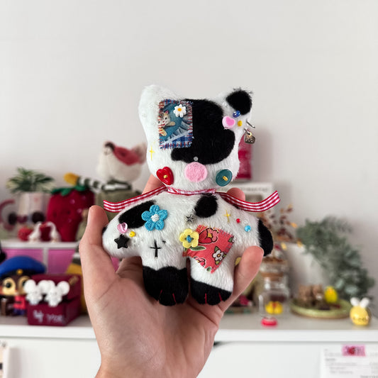 Cow Patchwork Cat Plush Charm