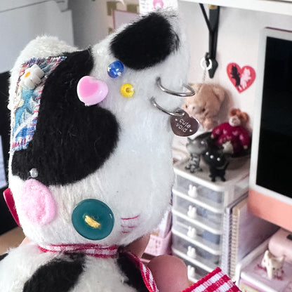 Cow Patchwork Cat Plush Charm