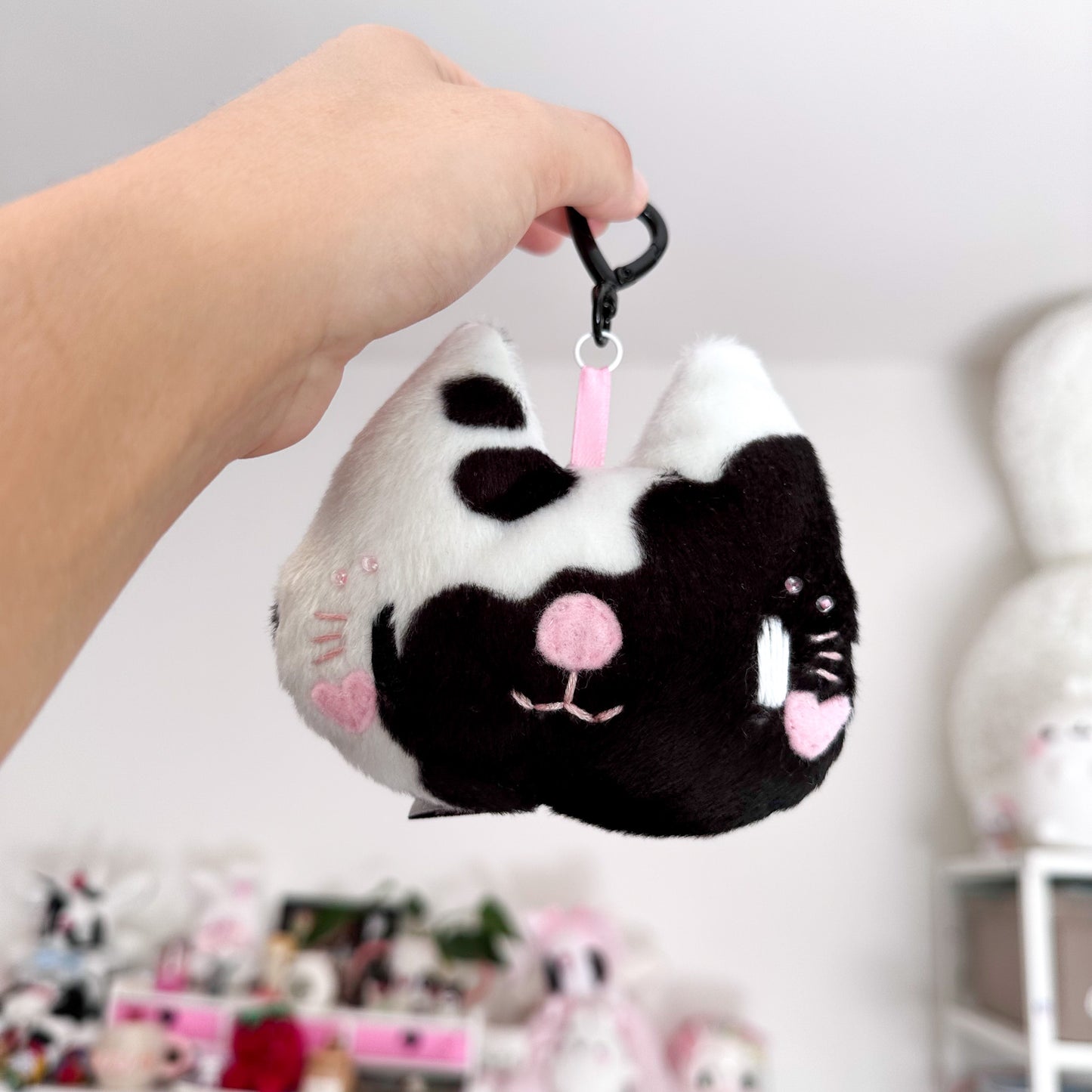 Cow Cat Plush Keychain