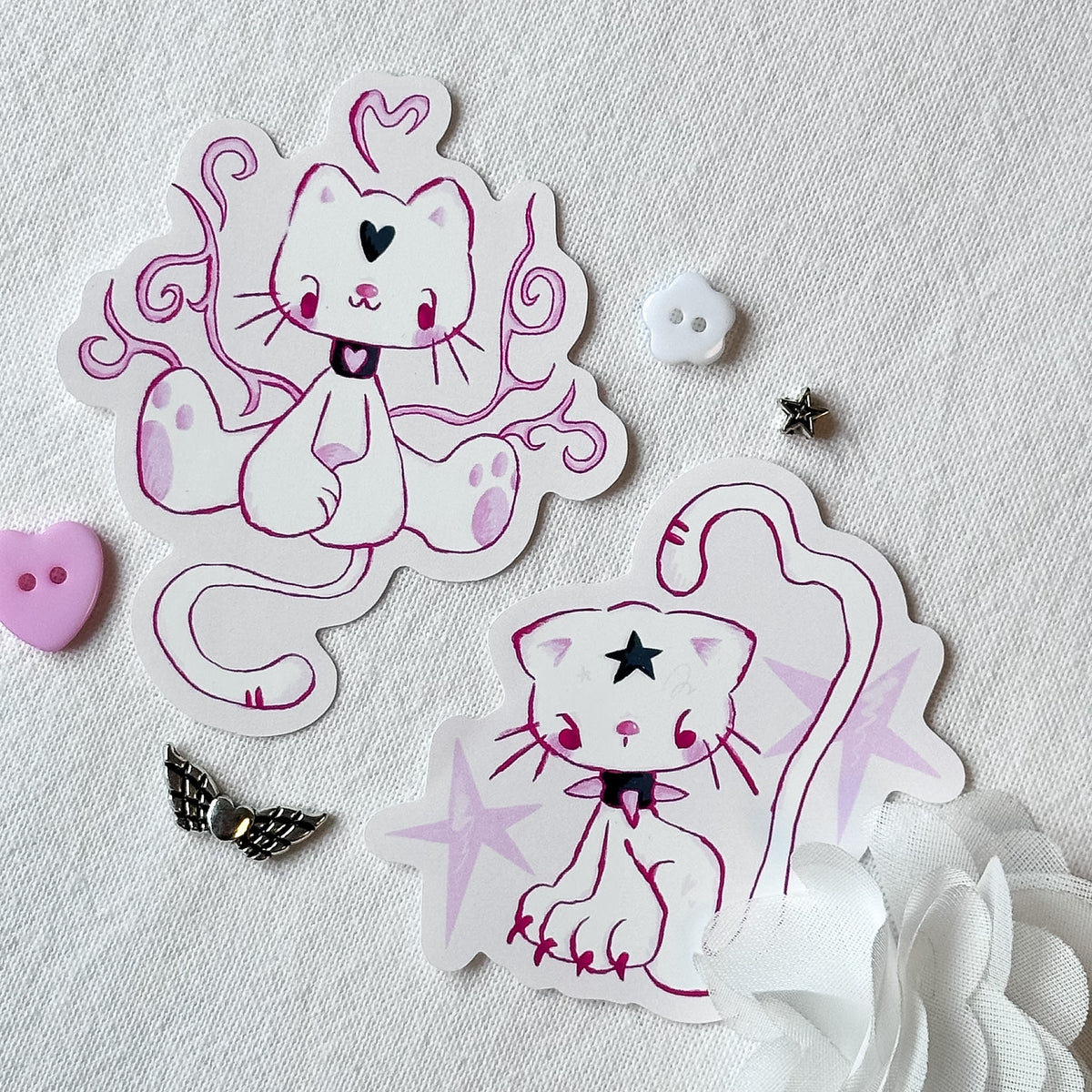 Pink Cats Stickers